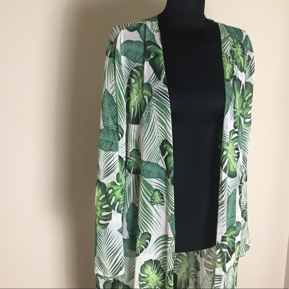palm print beach cover up